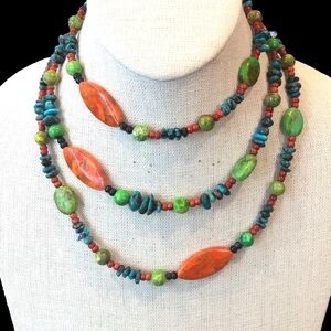 JAY KING DTR 48 inch Long Turquoise Spiny Oyster Sterling Silver Necklace